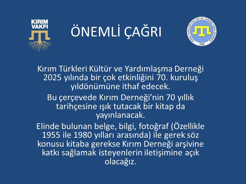 ÖNEMLİ ÇAĞRI